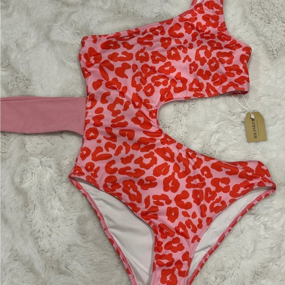 Hilinker Women's One Shoulder Knot Cut Out Ribbed One Piece Swimsuit L - Picture 5 of 10